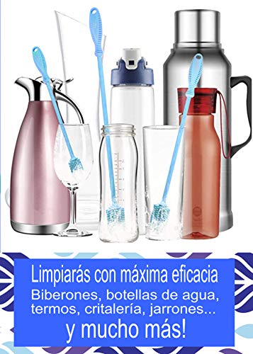 INSTAconfidence 2021 Limpiador Botellas de Silicona XXL (Azul) Sin BPA Antibacterias Cepillo Biberones Limpieza Hogar Jarron Cachimba Limpiabotella Camping