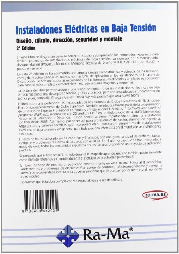 Instalaciones Eléctricas en Baja Tensión. Diseño, Cálculo, Dirección, Seguridad y Montaje. 2ª Edición Instalaciones Eléctricas en Baja Tensión. Diseño, Cálculo, Dirección, Seguridad y Montaje. 2ª Edición