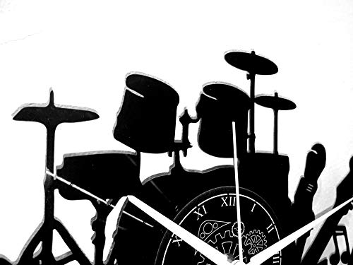 Instant Karma Clocks Reloj de Pared Vinilo Guitarra, Música, Teclado y Batería Banda Rock Pop, Negro