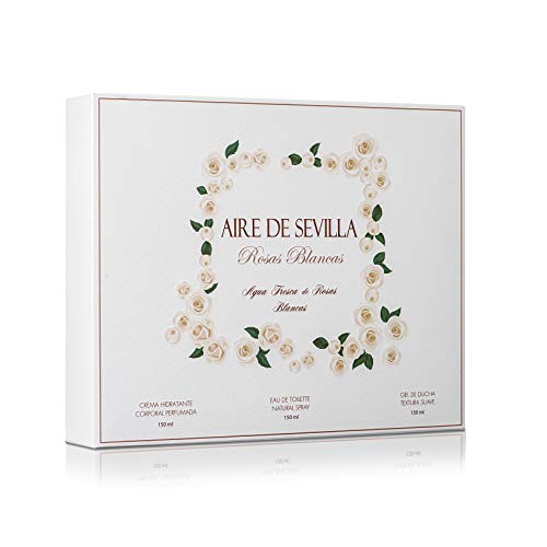 Instituto Español Set Perfume Mujer Rosas Blancas - Aire de Sevilla - EDT, Crema Hidratante, Gel de Ducha Instituto Español Set Perfume Mujer Rosas Blancas - Aire de Sevilla - EDT, Crema Hidratante, Gel de Ducha
