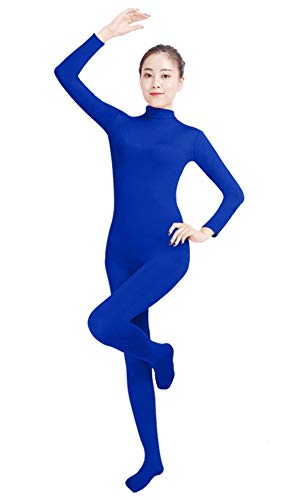 Insun Unisex Traje de Baile Body Unitard Disfraz con Mono Elástico con Cuello de Tortuga de Manga Larga Royalblue M