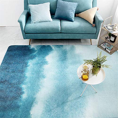 Interior Soft Moderna Alfombra-Azul degradado sala de estar alfombra sin pelo grande antideslizante toque duradero sedoso resistente a las manchas de suciedad y se desvanecen-200 * 300 cm