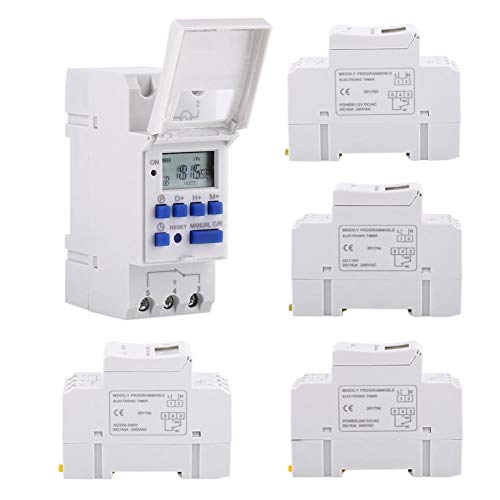 Interruptor de Temporizador Programable Digital de Riel DIN Semanal 7 Días Pantalla LCD Relé Electrónico Programable (AC220V)