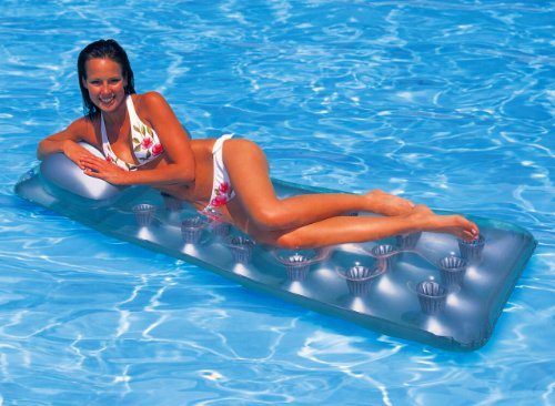 Intex 58894EU - Colchoneta hinchable color plata con 18 posavasos y almohada, 188 x 71 cm Intex 58894EU - Colchoneta hinchable color plata con 18 posavasos y almohada, 188 x 71 cm