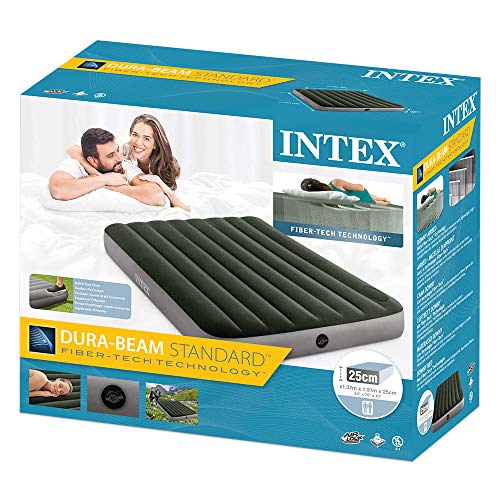 Intex 64762 Colchón Inflable 2 plazas e hinchador Fiber-Tech Downy