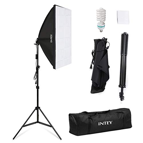 Intey Softbox Iluminacion Kit Fotografia con Luz Continua Ventana de Luz 50x70cm, Tripode , Bombilla 85W de Fotografía de Estudio Fotográfico