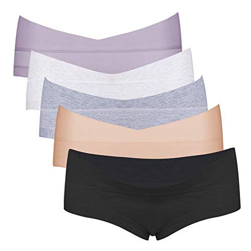 Intimate Portal Algodón Braguitas Ropa Interior Embarazo Premamá de Bajo el Vientre Negro Blanco Gris Beige Morado (PK de 5) XL