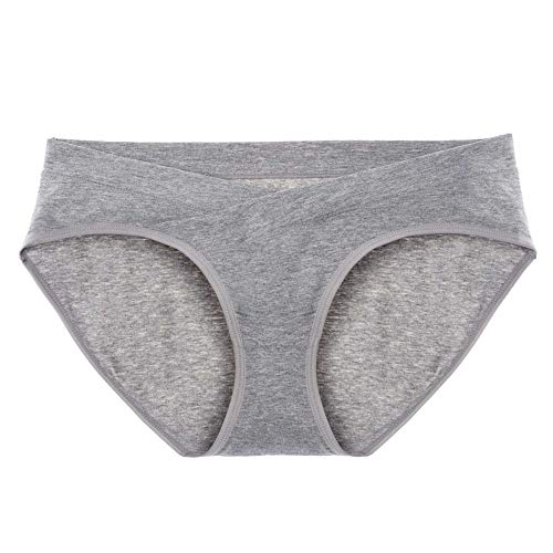 Intimate Portal Mujer Algodón Bajo el Vientre de Braguitas de Bikini Premamá Negro Gris Beige (PK de 3) L