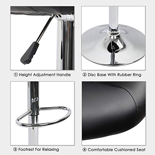 IntimaTe WM Heart Set de 2 x Taburetes de Bar Cuadrado y Moderno, Cuero de PU Telesilla con Respaldo Medialuna Altura Ajustable Giratoria para Bar Cocina (Negro) IntimaTe WM Heart Set de 2 x Taburetes de Bar Cuadrado y Moderno, Cuero de PU Telesilla con Respaldo Medialuna Altura Ajustable Giratoria para Bar Cocina (Negro)