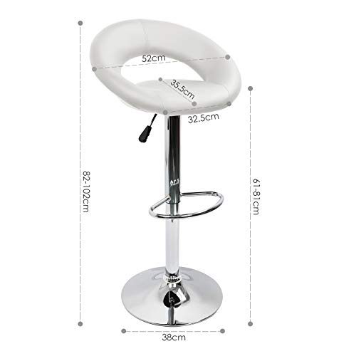 IntimaTe WM Heart Set de 2 x Taburetes de Bar Cuadrado y Moderno, Cuero de PU Telesilla con Respaldo Medialuna Altura Ajustable Giratoria para Bar Cocina (Blanco) IntimaTe WM Heart Set de 2 x Taburetes de Bar Cuadrado y Moderno, Cuero de PU Telesilla con Respaldo Medialuna Altura Ajustable Giratoria para Bar Cocina (Blanco)