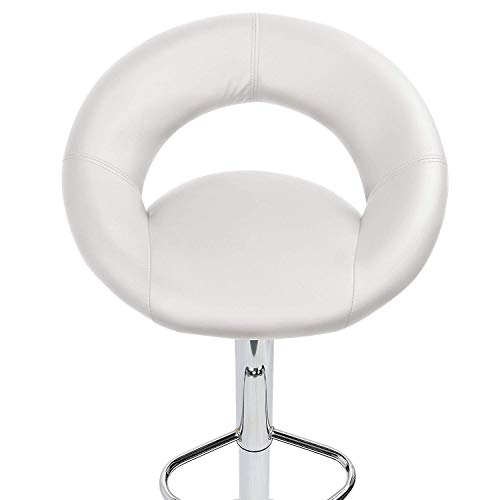 IntimaTe WM Heart Set de 2 x Taburetes de Bar Cuadrado y Moderno, Cuero de PU Telesilla con Respaldo Medialuna Altura Ajustable Giratoria para Bar Cocina (Blanco)