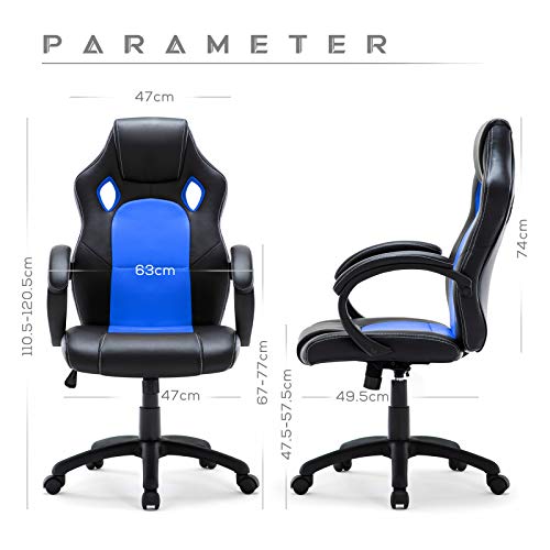 IntimaTe WM Heart Silla de Escritorio de Oficina de PU, Racing,Asiento Giratorio del Escritorio del Ordenador