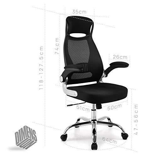 IntimaTe WM Heart Silla de Oficina giratoria con Respaldo Alto, ergonómica, inclinación, reposabrazos Plegables, Color Negro N03C IntimaTe WM Heart Silla de Oficina giratoria con Respaldo Alto, ergonómica, inclinación, reposabrazos Plegables, Color Negro N03C