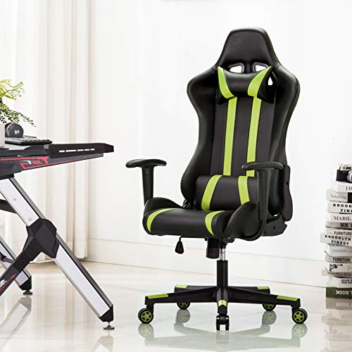 IntimaTe WM Heart Silla Gamer, Silla Gaming Silla Escritorio Giratoria, Altura Ajustable Respaldo Inclinable hasta 135 ° con Apoyabrazos Fijos (Verde)