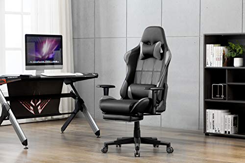 IntimaTe WM Heart Silla Gaming, Silla Gamer con Reposapiés Silla Escritorio Giratoria Altura Ajustable Respaldo Inclinable hasta 135 ° PU (Gris)