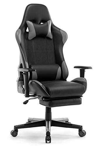 IntimaTe WM Heart Silla Gaming, Silla Gamer con Reposapiés Silla Escritorio Giratoria Altura Ajustable Respaldo Inclinable hasta 135 ° PU (Gris)