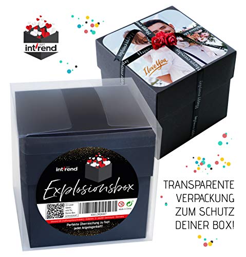 int!rend Caja de regalo | Caja de sorpresa explosion box, con 5 plantillas | Regalo para cumpleaños, boda, San Valentín | Caja sorpresa regalo romantico para novio o novia