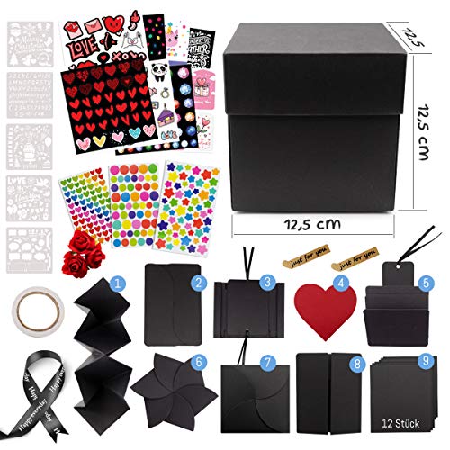 int!rend Caja de regalo | Caja de sorpresa explosion box, con 5 plantillas | Regalo para cumpleaños, boda, San Valentín | Caja sorpresa regalo romantico para novio o novia