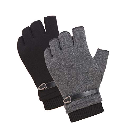 INTVN Guantes de Invierno sin Dedos 2 Pares Guantes sin Dedos Hombre Unisex Hombre Mujer(Negro y Gris) INTVN Guantes de Invierno sin Dedos 2 Pares Guantes sin Dedos Hombre Unisex Hombre Mujer(Negro y Gris)