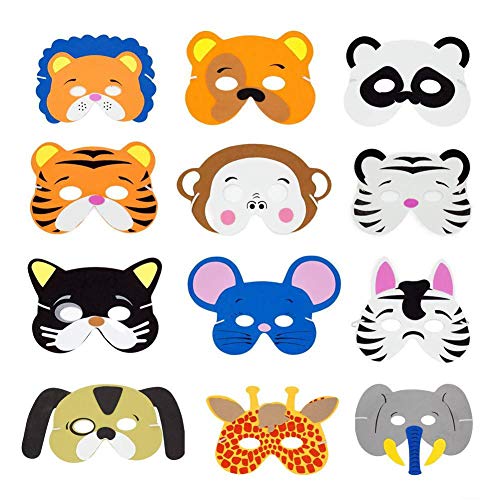 INTVN Mascarilla Animal, EVA Animal Masks Máscara de Cosplay Máscaras de Fiesta para Niños Fiesta de Cumpleaños, Navidad, Halloween, 24 Piezas