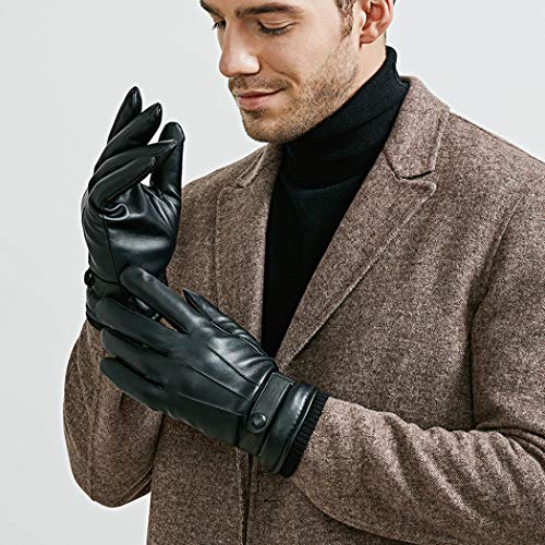 Invierno Guantes Hombre Falso Cuero Calentar Prueba del Viento Prueba de Frío Térmico Mitones Antideslizante Pantalla Táctil para Aire Libre del Deportes Mujeres Adolescentes