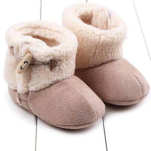 Invierno Zapatos de Bebé Niñs Recién Nacido Suela Blanda Botas de nieve cuna suaves Primeros Pasos (12-18 meses, Beige)