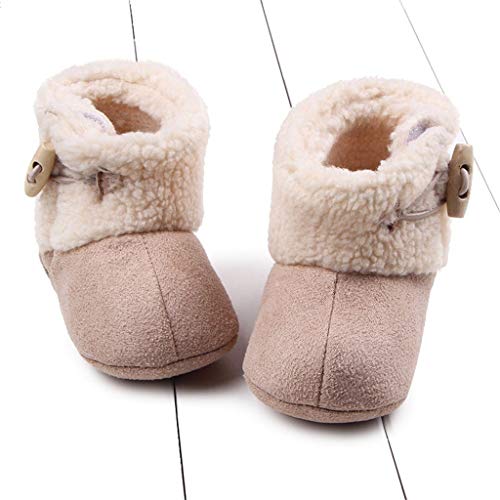 Invierno Zapatos de Bebé Niñs Recién Nacido Suela Blanda Botas de nieve cuna suaves Primeros Pasos (12-18 meses, Beige)