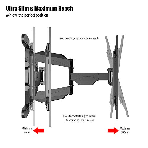 Invision Soporte de TV Pared para 37-70 Pulgadas Pantallas - Super Fuerte, Inclinable y Giratorio Doble Brazo - Máx VESA 600x400mm - Peso Máx 50 kg - Cable HDMI Y Nivel de Burbuja Incluidos (HDTV-DXL)