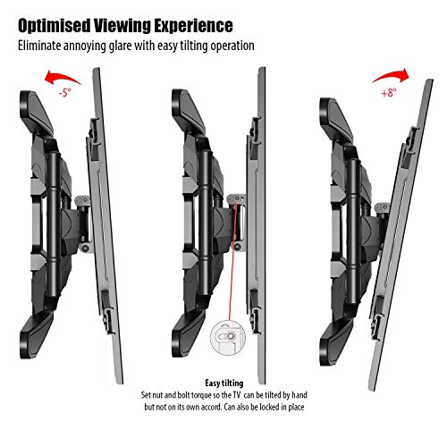 Invision Soporte de TV Pared para 37-70 Pulgadas Pantallas - Super Fuerte, Inclinable y Giratorio Doble Brazo - Máx VESA 600x400mm - Peso Máx 50 kg - Cable HDMI Y Nivel de Burbuja Incluidos (HDTV-DXL)