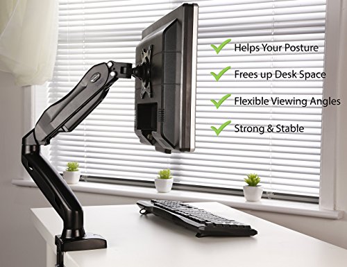 Invision Soporte Monitor de PC para Pantallas de 17-27" - Montaje Ergonómico de Escritorio de Brazo Ajustable en Altura con Giratorio y Inclinación - VESA 75mm y 100mm - Peso 2 kg a 6.5 kg (MX150)