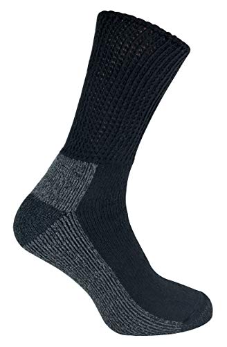 IOMI - 3 Pares Hombre Algodon Trabajo Diabeticos Calcetines Sin Elastico (39/45, Black (Work))