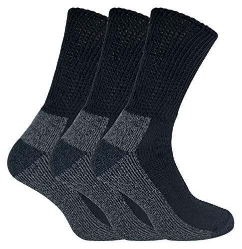 IOMI - 3 Pares Hombre Algodon Trabajo Diabeticos Calcetines Sin Elastico (39/45, Black (Work)) IOMI - 3 Pares Hombre Algodon Trabajo Diabeticos Calcetines Sin Elastico (39/45, Black (Work))