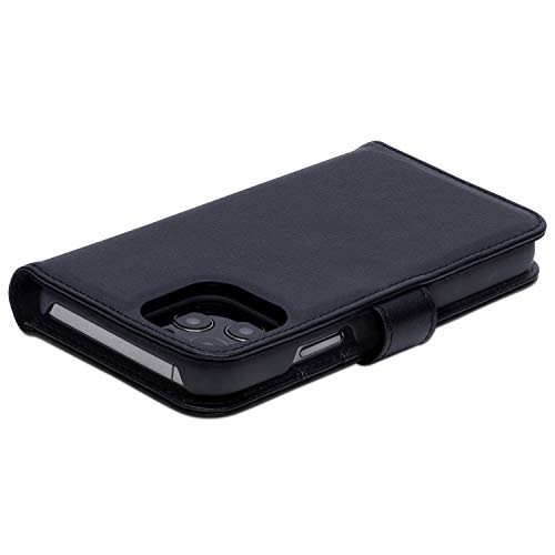 iPhone 12 / iPhone 12 Pro Funda Case Cartera Desmontable CASEZA Zurich 2" Negra - Piel PU Vegana Premium 2 en 1 Tipo Libro Cierre magnético para Apple iPhone 12/12 Pro (6.1")