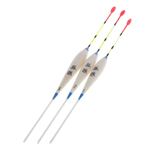 IPOTCH 3pcs Flotas de Madera de Balsa Brillante Bobbers Pesca de Altura Trolling Surf