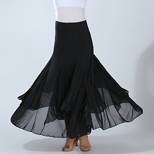 IPOTCH Falda Larga para Mujer, Diseño de Cuadrado Malla para Baile Tango Flamenco Latín, Opción para Bailarinas - Negro, Único IPOTCH Falda Larga para Mujer, Diseño de Cuadrado Malla para Baile Tango Flamenco Latín, Opción para Bailarinas - Negro, Único