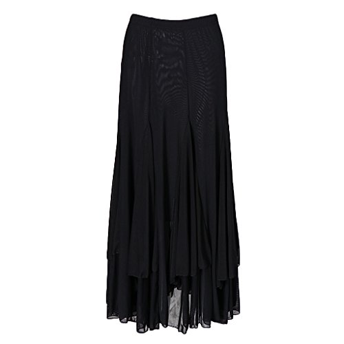 IPOTCH Falda Larga para Mujer, Diseño de Cuadrado Malla para Baile Tango Flamenco Latín, Opción para Bailarinas - Negro, Único IPOTCH Falda Larga para Mujer, Diseño de Cuadrado Malla para Baile Tango Flamenco Latín, Opción para Bailarinas - Negro, Único