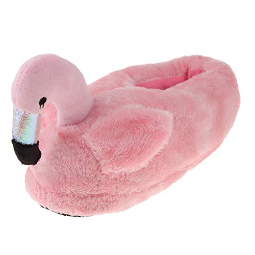 IPOTCH Zapatillas de Estar por Casa de Flamingo de Vellón Cálido Suave Pantuflas Calzados de Interior Habitación para Mujer - rosa, Zapatillas completas