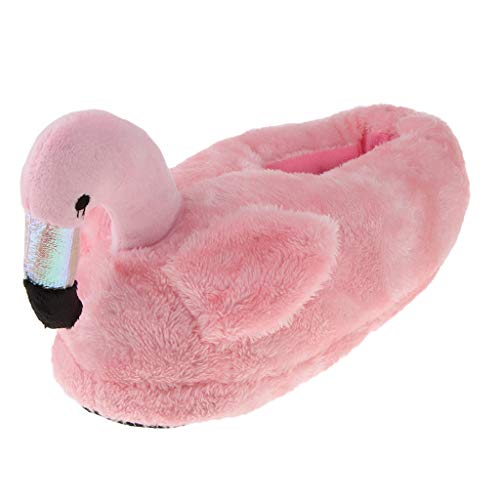 IPOTCH Zapatillas de Estar por Casa de Flamingo de Vellón Cálido Suave Pantuflas Calzados de Interior Habitación para Mujer - rosa, Zapatillas completas