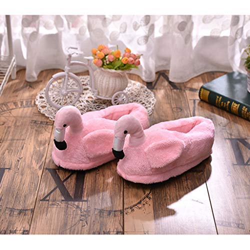 IPOTCH Zapatillas de Estar por Casa de Flamingo de Vellón Cálido Suave Pantuflas Calzados de Interior Habitación para Mujer - rosa, Zapatillas completas