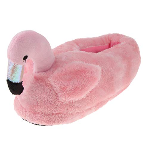 IPOTCH Zapatillas de Estar por Casa de Flamingo de Vellón Cálido Suave Pantuflas Calzados de Interior Habitación para Mujer - rosa, Zapatillas completas