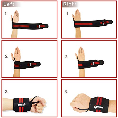 IPOW [2 PCS Muñequeras Adjustable para Gimnasio para Unisex, Materia Poliester Duradero y Cómodo con Alta Elasticidad, Rojo IPOW [2 PCS Muñequeras Adjustable para Gimnasio para Unisex, Materia Poliester Duradero y Cómodo con Alta Elasticidad, Rojo