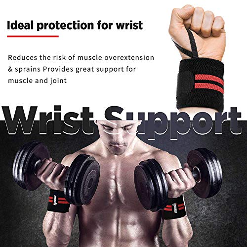 IPOW [2 PCS Muñequeras Adjustable para Gimnasio para Unisex, Materia Poliester Duradero y Cómodo con Alta Elasticidad, Rojo IPOW [2 PCS Muñequeras Adjustable para Gimnasio para Unisex, Materia Poliester Duradero y Cómodo con Alta Elasticidad, Rojo