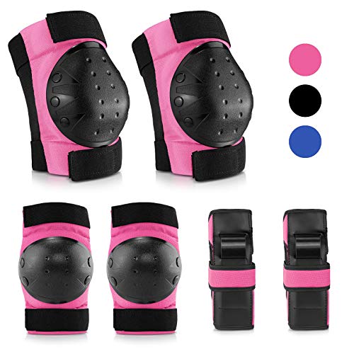 IPSXP Protecciones Patines, Almohadillas para Rodillas Codo Muñeca Niños Adolescente Seguridad en la Protecciones para Monopatín, Skate, Patines, Patinaje, Scooter, Bicicleta (L)