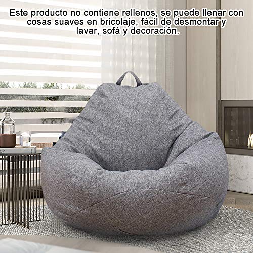 Iraza Puff Funda de Bean Bag Kit de Sillónes de Hinchables de Adulto Infantil para Sala Dormir (Gris, 70 * 80CM)