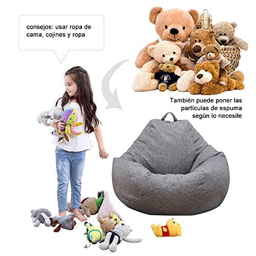 Iraza Puff Funda de Bean Bag Kit de Sillónes de Hinchables de Adulto Infantil para Sala Dormir (Gris, 70 * 80CM)