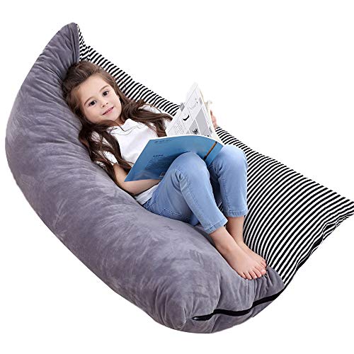 Iraza Puff Funda de Bean Bag,Puff para niños Infantil Kit de Sillónes de Hinchables,Color Gris,para Sala Dormir,127 x 89 x 76cm(Cebra)