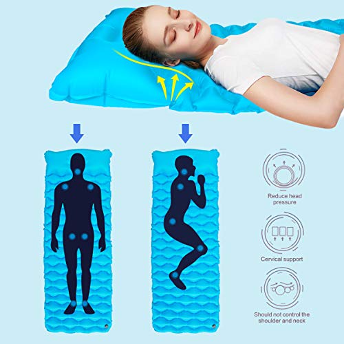 IREGRO Esterillas Auto-inflables con Almohada y Bolsa de Inflado, Colchoneta de Camping Autoinflable Impermeable para Mochilero, Hamaca de Viaje, Carpa y Saco de Dormir