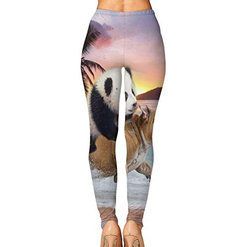 Irener Leggings de Entrenamiento Deportivo con pantalón de Yoga Funny Panda Ride Pug Dog Womens Fitness Yoga Leggings for Sport Capri Yoga Pant(S-2XL)