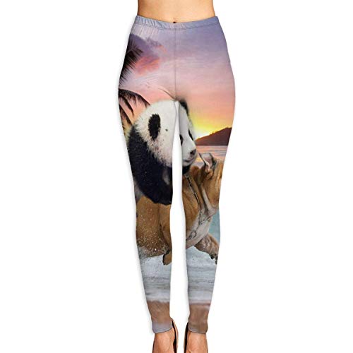 Irener Leggings de Entrenamiento Deportivo con pantalón de Yoga Funny Panda Ride Pug Dog Womens Fitness Yoga Leggings for Sport Capri Yoga Pant(S-2XL)