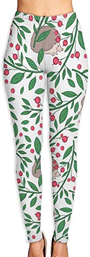 Irener Leggings de Entrenamiento Deportivo con pantalón de Yoga Twigs Berries Hedgehog High Waist Tummy Control Womens Yoga Workout Pantsn